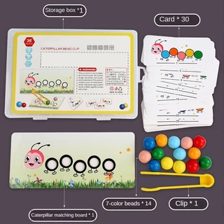 GeeToy คลิปไม้ลูกปัดเกมการจับคู่สีชุดการเรียนรู้ Fine Motor Movement Training Montessori ของเล่นเพื่อการศึกษาสําหรับเด็ก
