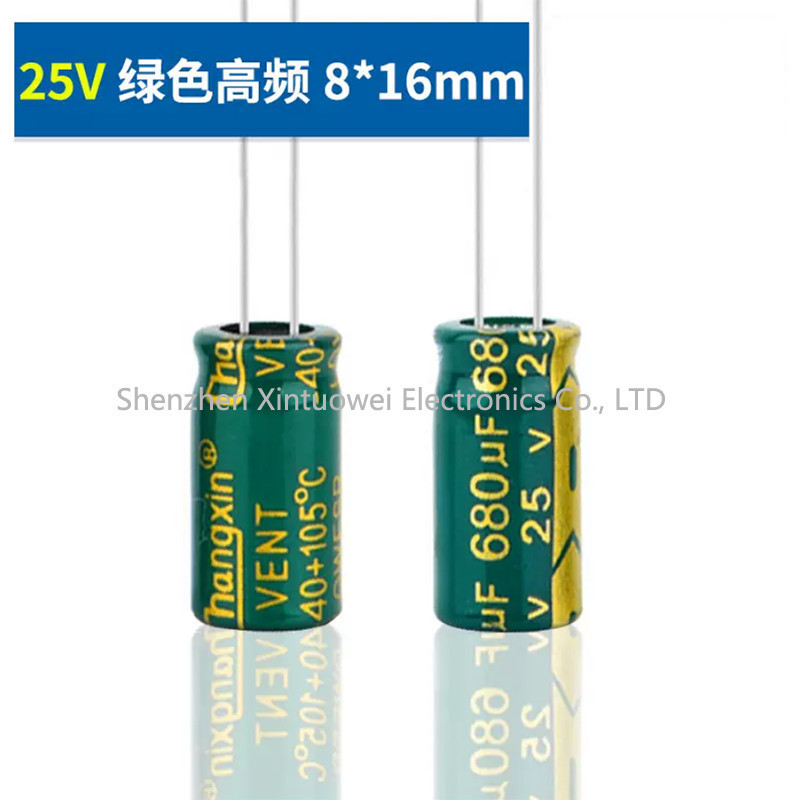 20 ชิ้น/ล็อต 25V 680UF คุณภาพสูงและ Long-life Power Supply พร้อมโดยตรงใส่ตัวเก็บประจุไฟฟ้า 680UF25V 8X16 มม.