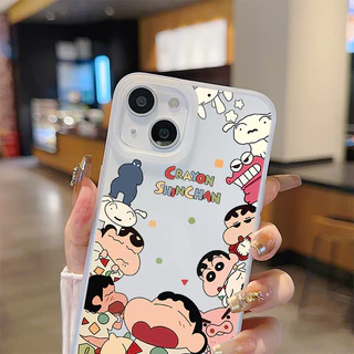 COD-ในไทย🔥เคส เครยอนชินจัง น่ารัก ท่านอนต่างๆ สำหรับ iPhone 7 8 X 11 12 13 14 15 TPU เคสใสไอโฟน น้ำค้างแข็งเคส Unisex