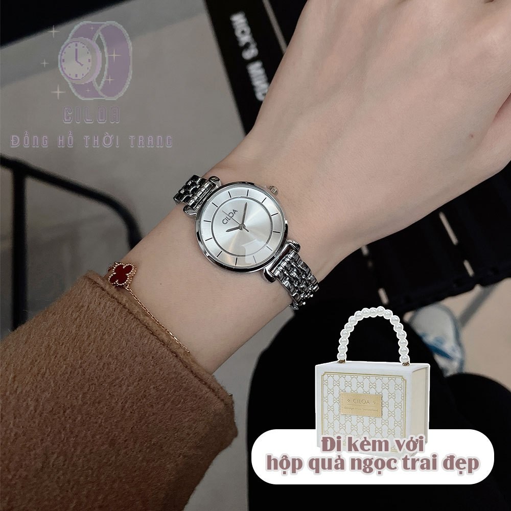 〖 CILOA 〗 (พร้อมกล่องของขวัญ) ซอก แสงสว่าง หรูหรานาฬิกาผู้หญิง 2025 ใหม่สไตล์ญี่ปุ่นนาฬิกาผู้หญิงนาฬิกาผู้หญิงผู้หญิงเงิน1229