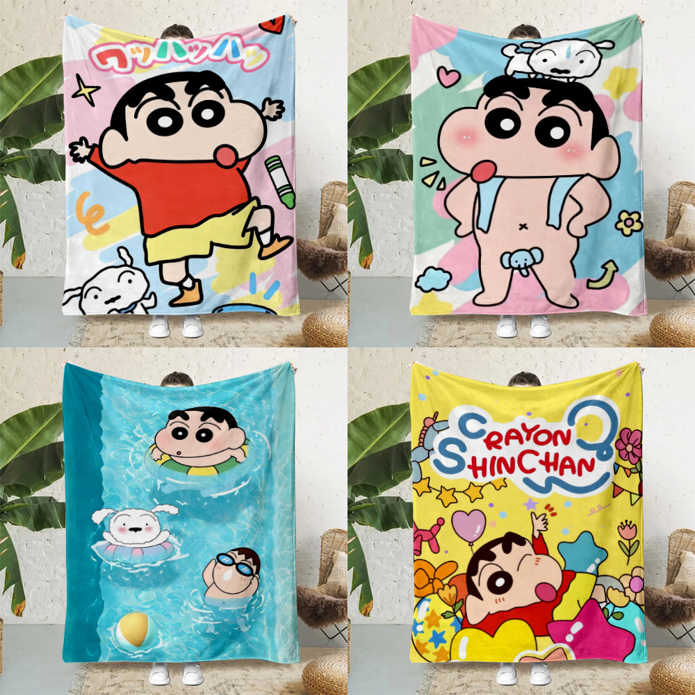 Crayon Boy Shin C-Chan ผ้าห่มพิมพ์อะนิเมะผ้าห่มปิกนิกผ้าห่มอุ่นผ้าห่มนุ่มสบายของขวัญวันเกิดการเดินทางที่บ้าน