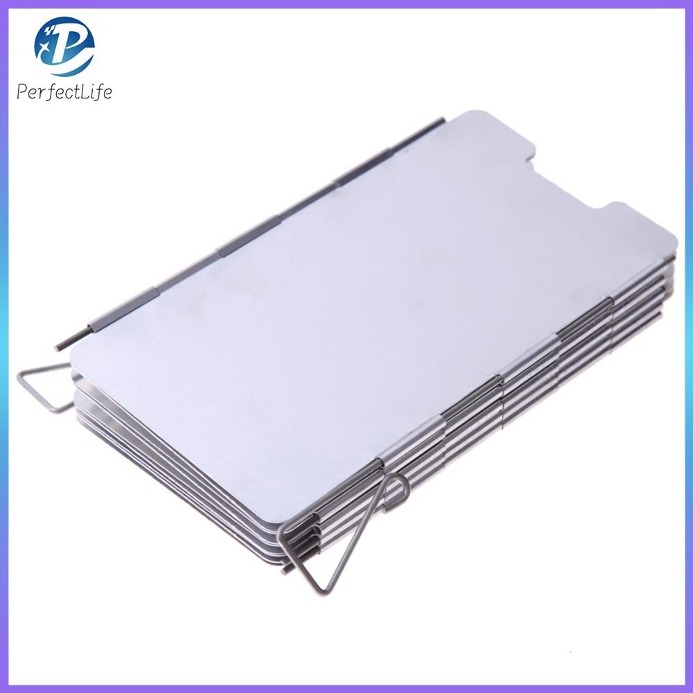 เตาแก๊สกระจกหน้า 9PCS เตาพับได้กลางแจ้งโล่ลมอลูมิเนียมโลหะผสมทนทานมินิสำหรับค่ายปิกนิกเดินทางบาร์บีคิวอุปกรณ์