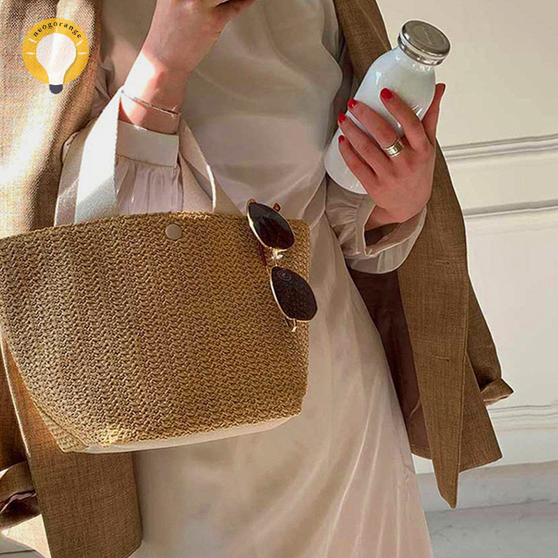 [neogrange] Elegant Ladies Strawทอกระเป๋าถือผู้หญิง Holiday Beach Casual Tote Top-Handleกระเป๋าแฟชั่นRetroกระเป๋าสะพายTH