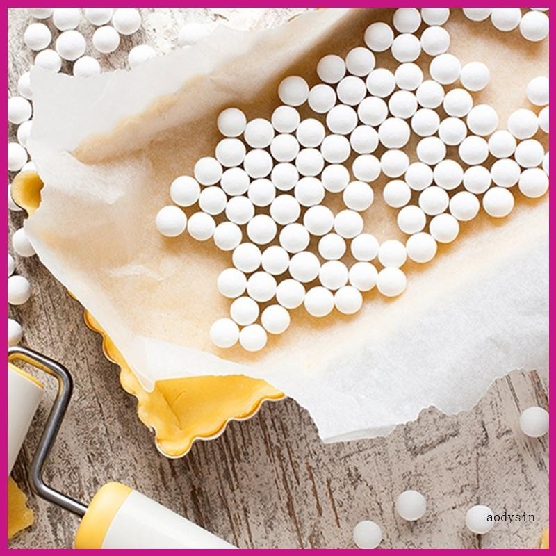(ส่วนลดสูง)aodysin.th 500g Pie Ceramic Baking Beans Bead Press Stone Weights Tools with Storage Bag