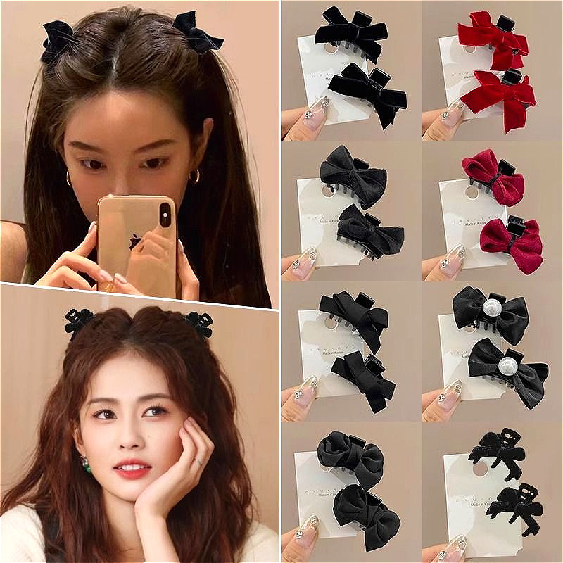 ชุด4แฟชั่นเกาหลีโบว์กิ๊บมินิคว้าคลิปหญิงเรียบคลิปด้านข้างอุปกรณ์ผม