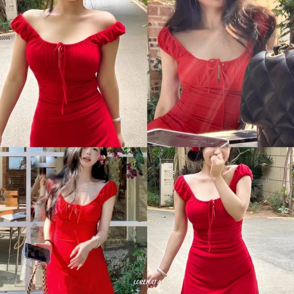 (พร้อมที่จะจัดส่งในกรุงเทพ) ผู้หญิงสไตล์ใหม่ สีทึบเข้ารูปพอดี ทันสมัยและเซ็กซี่ ชุดเดรสสั้นฤดูร้อน-Z256