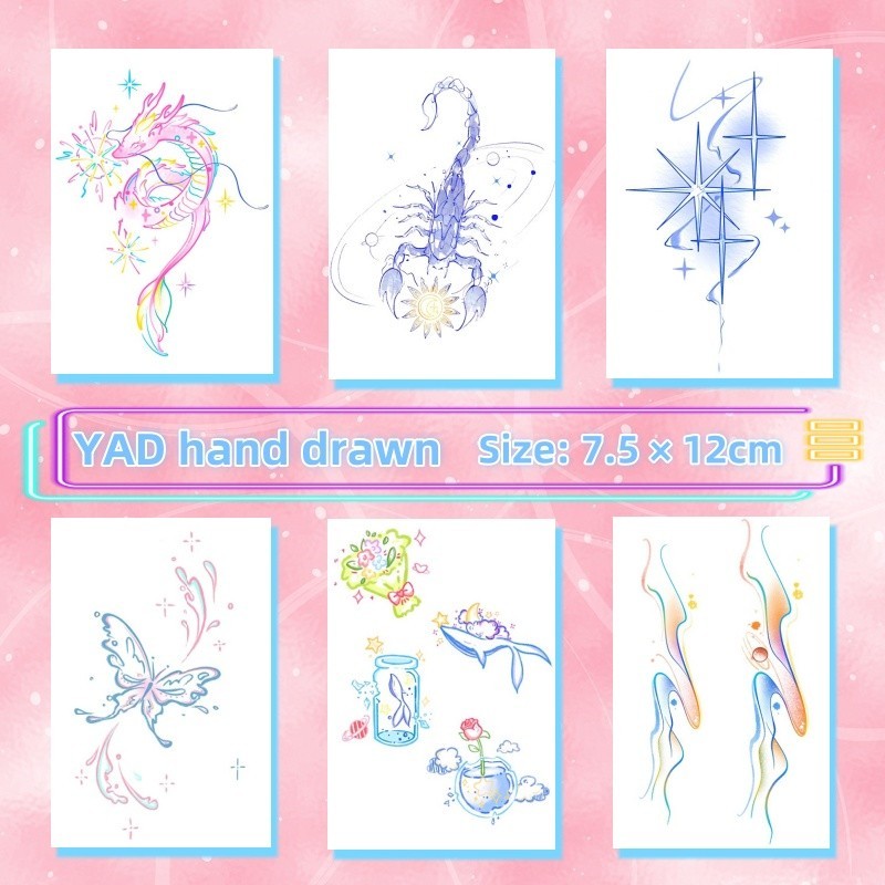 รอยสักลายแมงป่องสีน้ําเงินสักแขนสาวเซ็กซี่สติกเกอร์รอยสักกันน้ําติดทนนาน 7 วัน รอยสักปลอมชั่วคราว