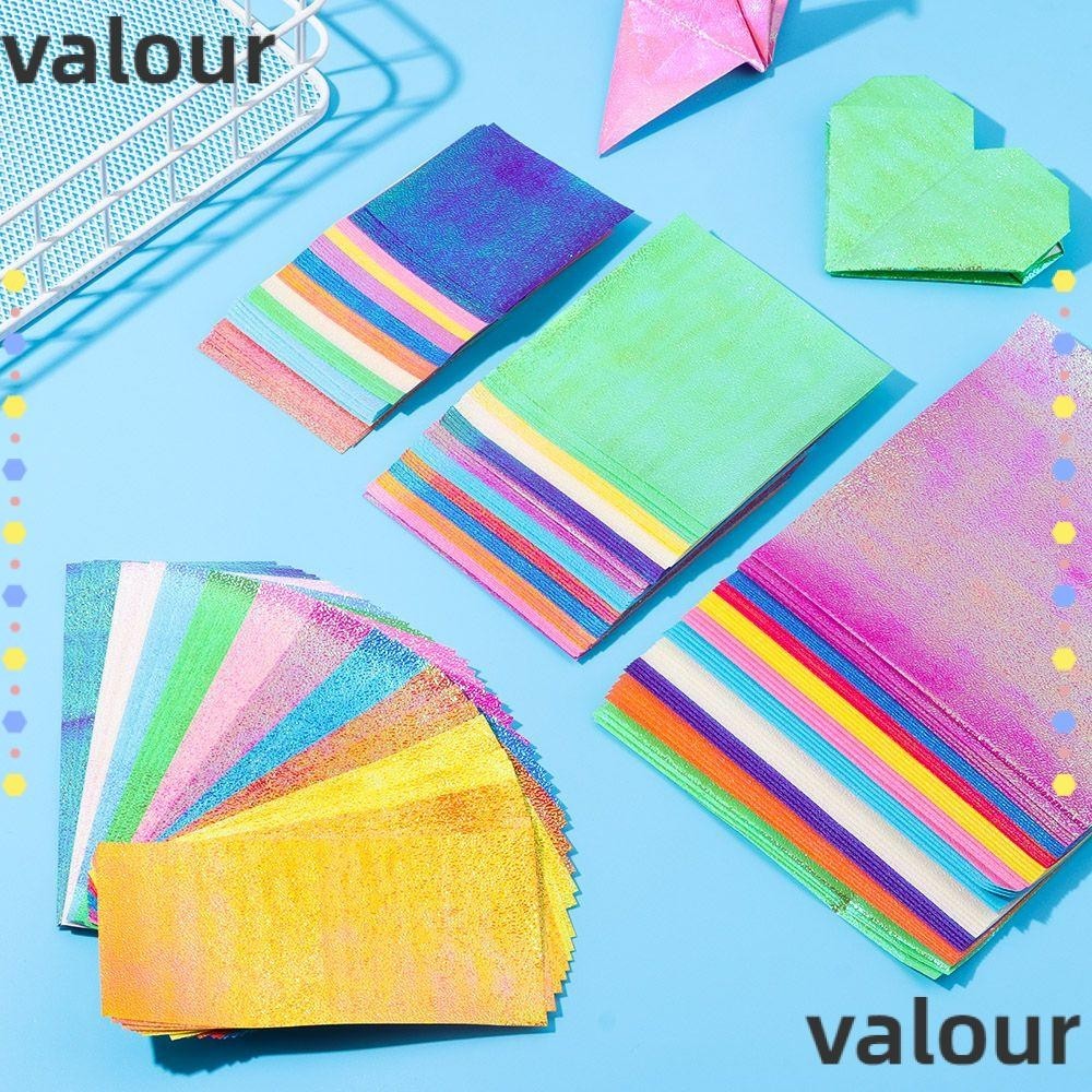 Valour แผ่นกระดาษพับ กลิตเตอร์ ด้านเดียว แวววาว คละสี สําหรับตกแต่งสมุดภาพ เครื่องเขียน 50 แผ่น