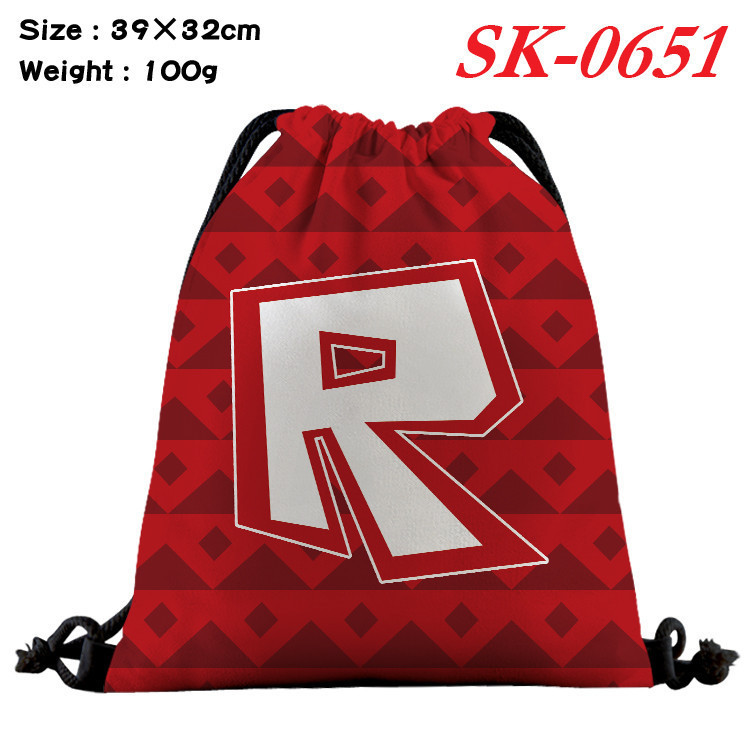 Roblox เกมการ์ตูนผ้าใบสีเด็ก Drawstring กระเป๋านักเรียน Drawstring กระเป๋าช้อปปิ้งของขวัญ