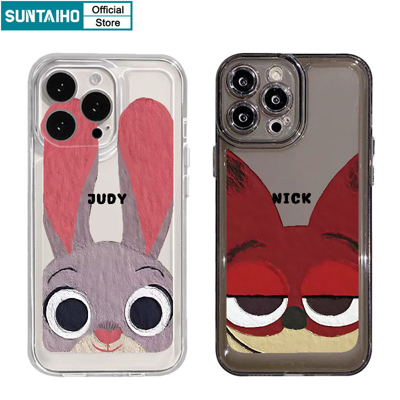 Suntaiho เคสไอโฟน Coquette ปลอกภาพวาดสีน้ํามันกระต่าย Fox รูปแบบเคสโทรศัพท์สําหรับ Iphone 15 14 12 13 11 Pro Max IP 7 8 Plus Iphon X Xs XR Xs Max TPU Soft Premium กันกระแทกปกหลัง