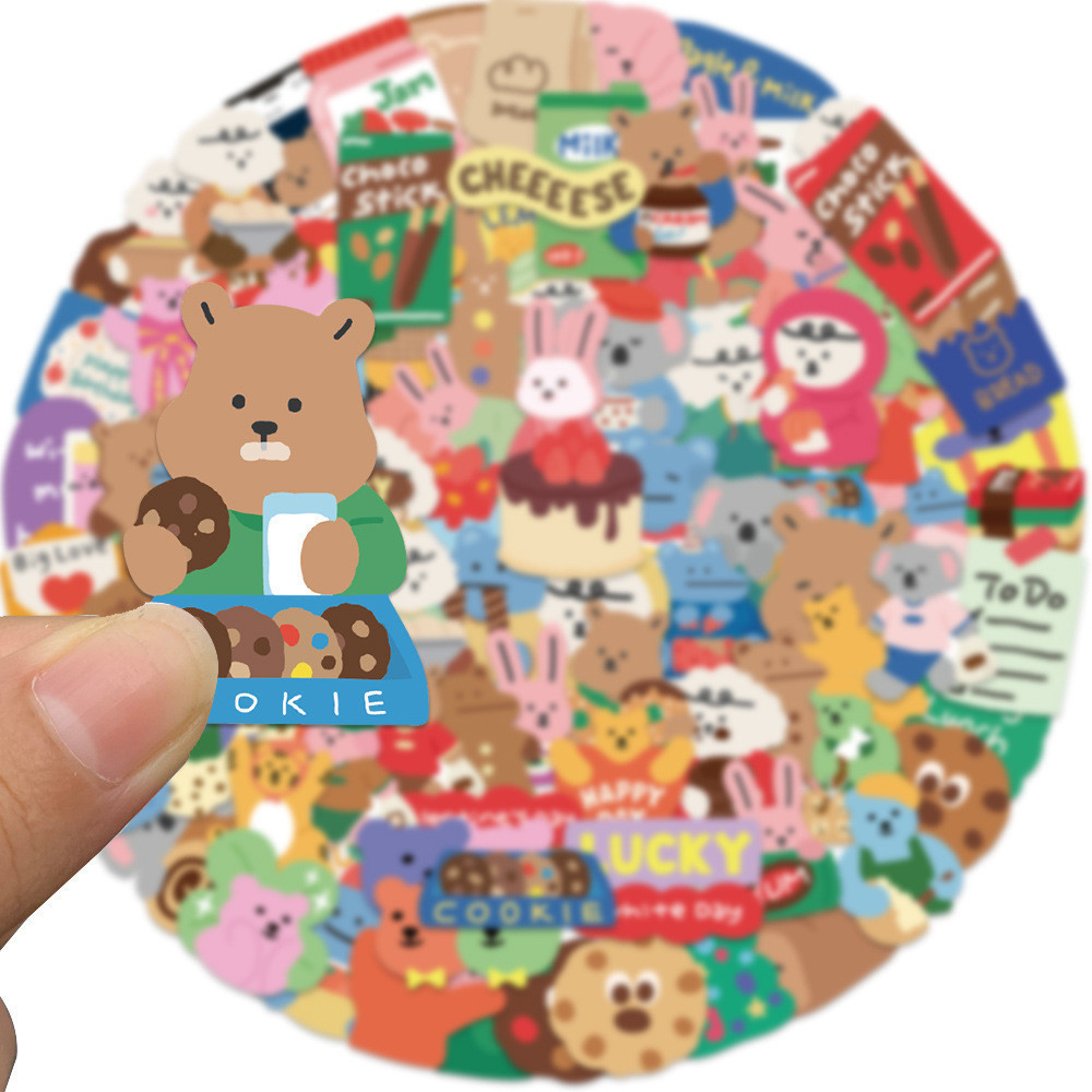💥พร้อมส่ง💥100แผ่น samll size STICKER KOREA Cute bear  กันน้ำ สติ๊กเกอร์ ใช้ซ้ำได้ โทรศัพท์มือถื