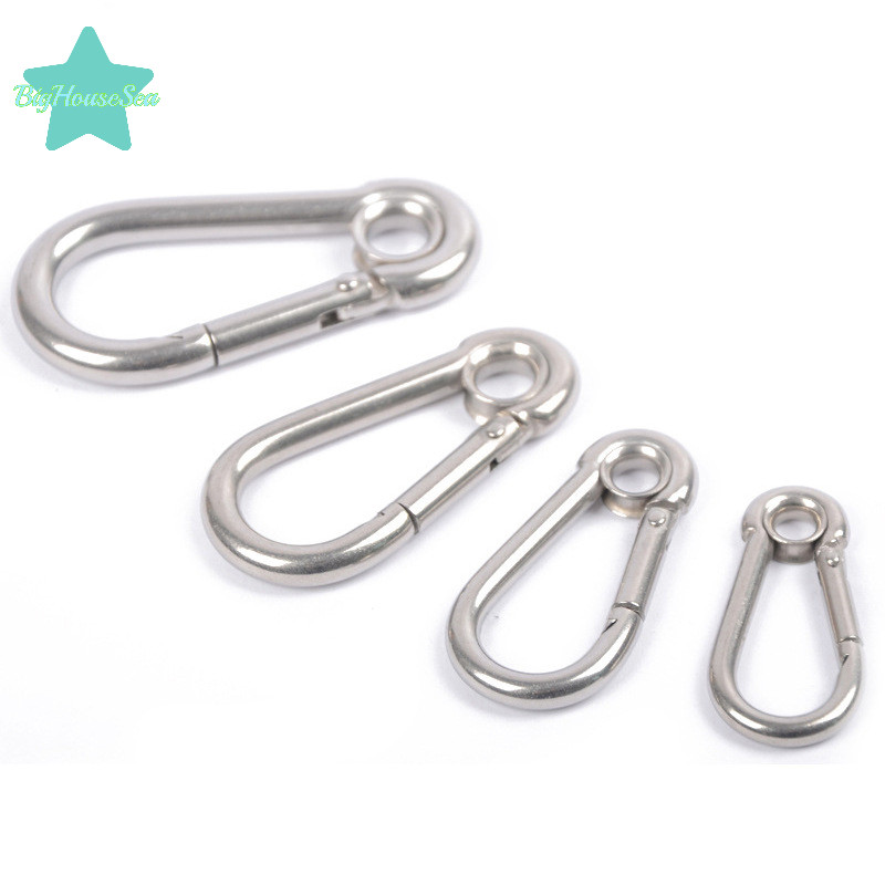 [BigHouseSea] M4 M5 M6 M7 M8 Stainless Steel Carabiner Carbine Snap Hook พร้อมตาไก่สปริง Buckle Key 