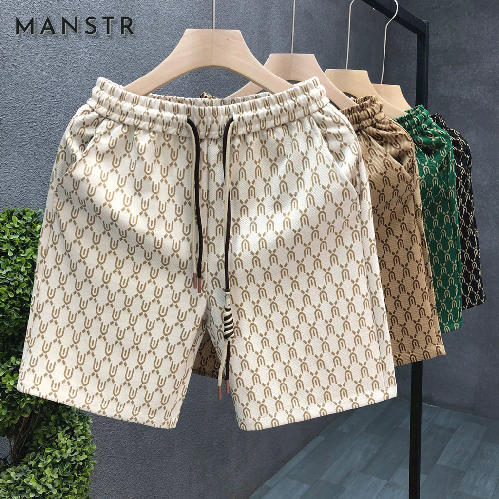 [4 สี] แฟชั่นสบายๆหลวมกางเกงขาสั้นชายหาดฤดูร้อนสําหรับชาย Monogrammed ด้านล่าง Individuality ชุดชั้นในกีฬา All-Match Plus ขนาด M-5XL