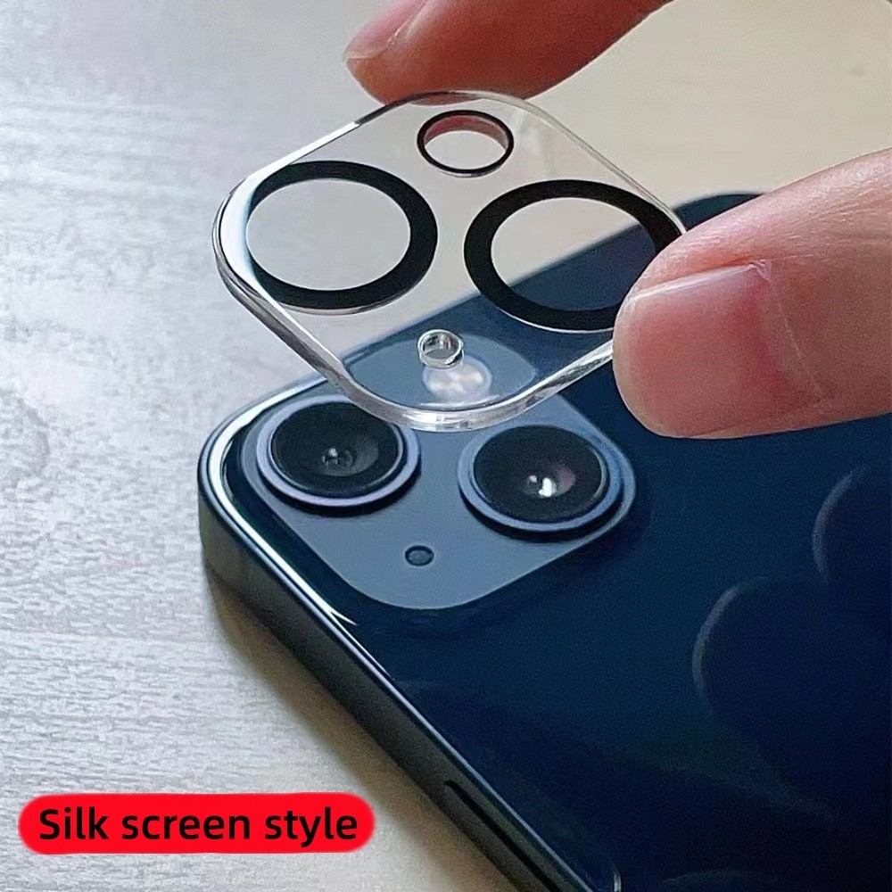 ตัวป้องกันเลนส์กล้องครอบคลุมเต็มรูปแบบสําหรับ IPhone 16 Pro Max 15 14 13 12 11 Pro Max 12 13 Mini 15 14 Plus 3 D เลนส์ฟิล์มสีดํากล้องวงกลม