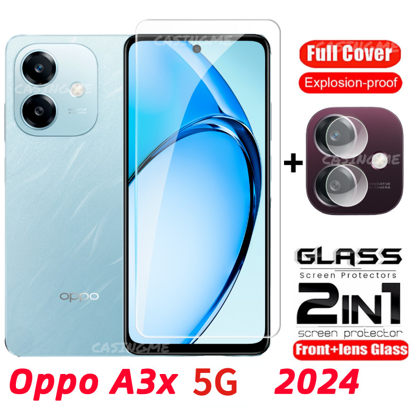 Oppo A3x 5G 2024 กระจกนิรภัย Flim สําหรับ Oppo A3x 4G OppoA3x A3 3 xA3 Pro 4G 5G 2024 ฟิล์มด้านหน้าด้านหลังเลนส์กระจกกลับกล้องเลนส์ป้องกันหน้าจอ