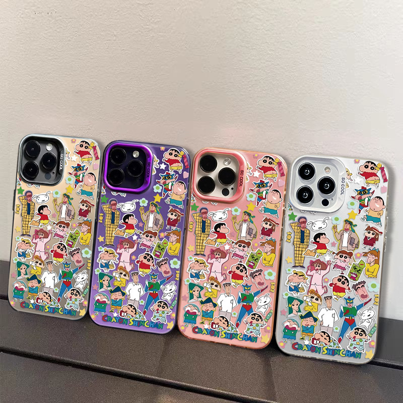 การ์ตูนน่ารักแบบเต็มจอคู่หู เคส ชินจัง IPhone 13 11 15 14 12 Pro Max 11 Pro Max 7Plus XR X XS Max 8 7 15 14 Plus SE 2020