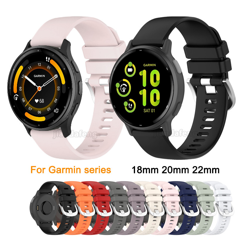 18 มม.20 มม.22 มม.สายรัดข้อมือซิลิโคนสําหรับ Garmin Venu 4 3 3s 2 plus Vivoactive 6 5 4 Forerunner 570 255 265 165 55 158