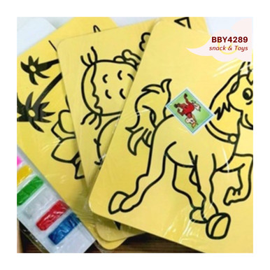 สติ๊กเกอร์ โรยทราย​ แผ่นเล็ก  สติกเกอร์ ของเล่น 1 แผง 12 ชิ้น คละแบบ BBY4289