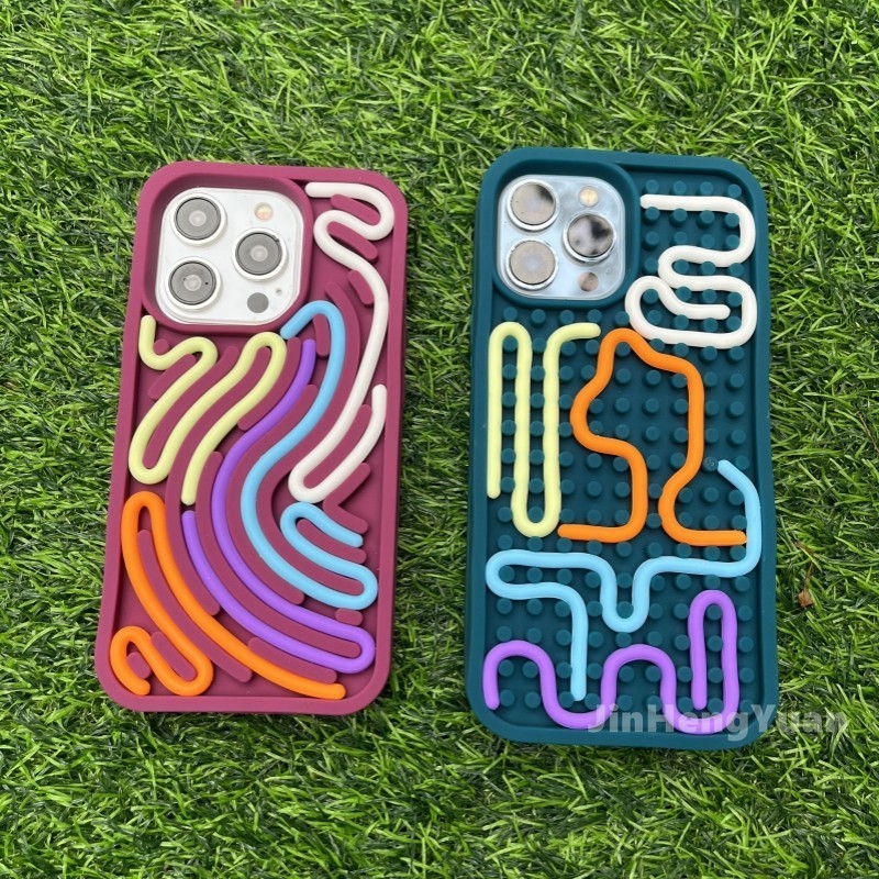 ปริศนาการบีบอัดจุดคลื่นซิลิโคนเคสโทรศัพท์สําหรับ ไอโฟน 15 14 13 12 11 มือโปร สูงสุด เกมผ่อนคลายป้องกันการตกปลอกปกอ่อนแถบซิลิโคนที่ถอด