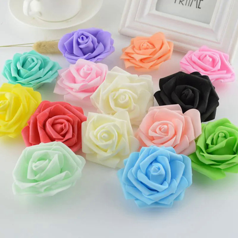 20pcs 7CM PE Foam Roses Artificial Flowers For Wedding Car Decoration DIY Pompom Wreath Decorative F