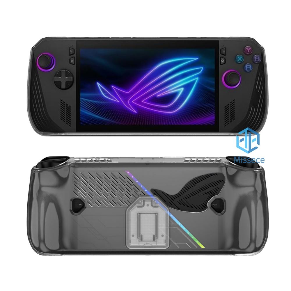 สําหรับ ASUS ROG Ally X เกมคอนโซลกรณีโปร่งใสนุ่มพร้อมขายึดเคสซิลิโคนกันกระแทกแขนป้องกันอุปกรณ์เสริมเกม [Missece.th]