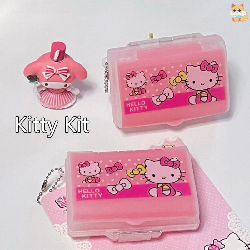 [VI] Sanrio Hello Kitty Kawaii กล่องยาแบบพกพา 2 ชั้นกล่องเก็บของขวัญเครื่องจ่ายยาที่เก็บภาชนะยา TH
