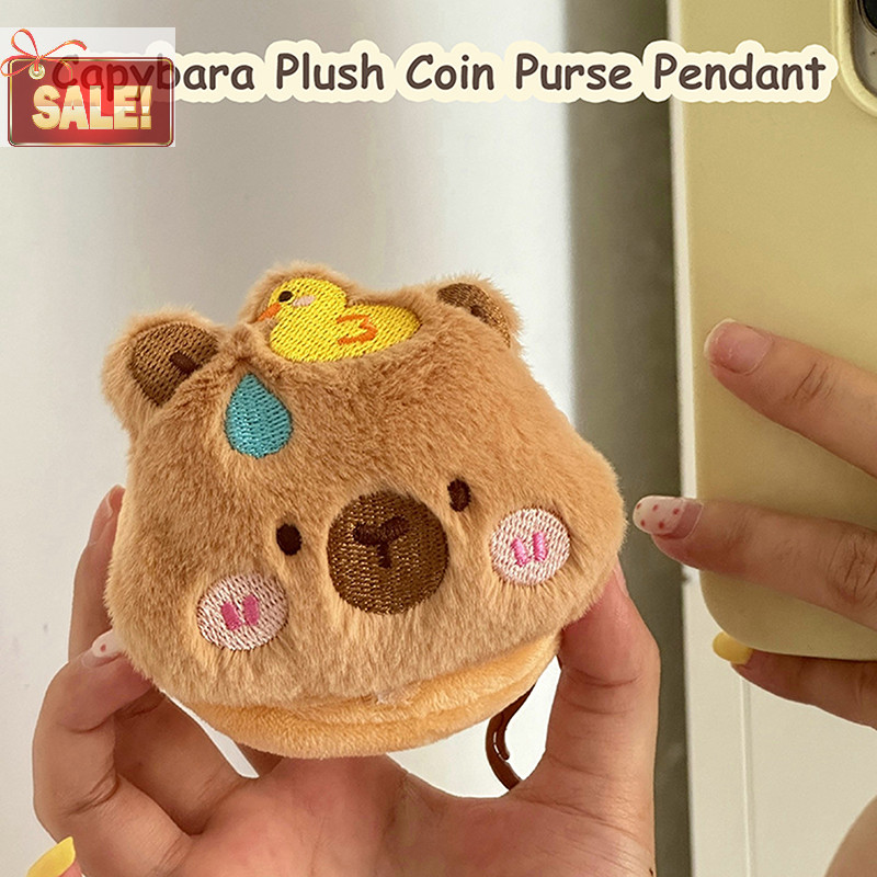 Bl Capibara กระเป๋าใส่เหรียญตุ๊กตาจี้การ์ตูน Capybara กระเป๋าเก็บหูฟังพวงกุญแจแบบพกพากรณีกระเป๋าริมฝีปาก A