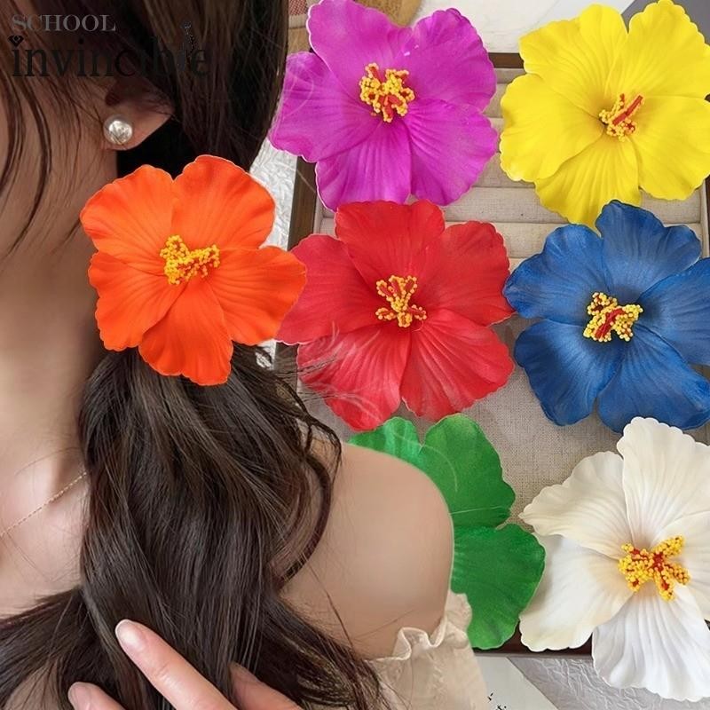 สไตล์โบฮีเมีย Hibiscus Rosa Sinensis Hairpins - จําลองที่มีสีสัน Orchid ดอกไม้คลิปผม - ฤดูร้อนผู้หญิ