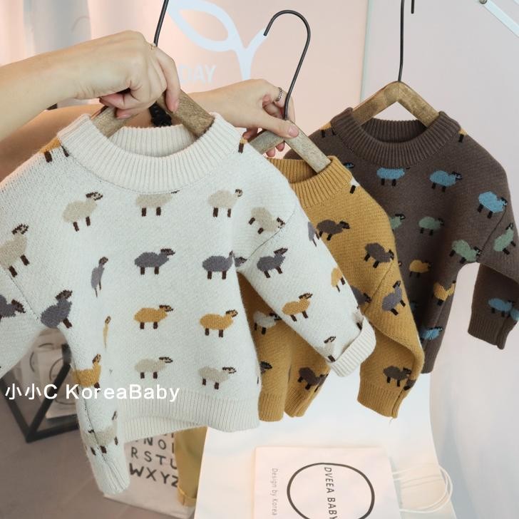 เสื้อยืดแขนยาวเด็กชายฤดูใบไม้ร่วงฤดูหนาวแฟชั่นสไตล์ใหม่เวอร์ชั่นเกาหลีผ้าฝ้ายแท้คอกลมลายการ์ตูนหล่อทุกการแข่งขันสบายๆนุ่มสบายเสื้อถักอบอุ่นด้านบ