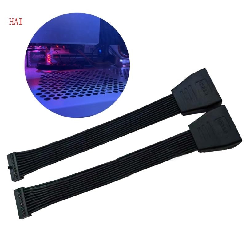 Hai 15 ซม.USB 3 0 20Pin 19Pin ชายหญิงเมนบอร์ดสายอะแดปเตอร์คอมพิวเตอร์สายต่อสายไฟ 24AW