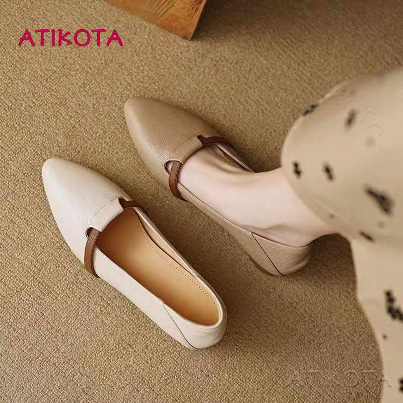 Atikota ผู้หญิงรองเท้าแบนสุภาพสตรีแฟชั่น Pointed Toe ปากตื้นน้ําหนักเบาแฟลตอเนกประสงค์