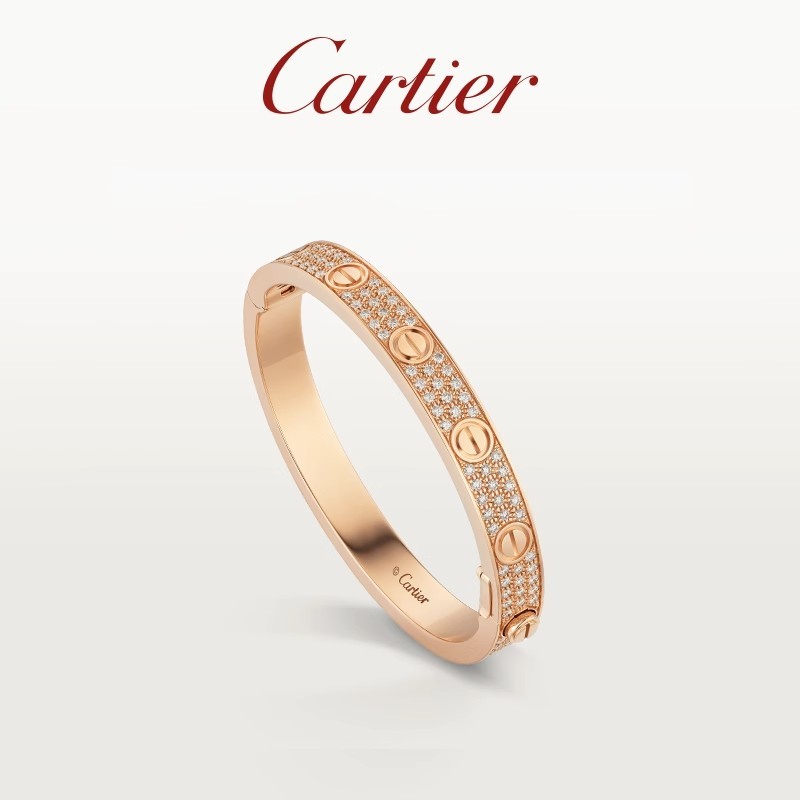 [พร้อมกล่อง] Cartier Cartier LOVE Rose Gold Gold Platinum Precision Ceramic Diamond Bracelet [คลังสิ