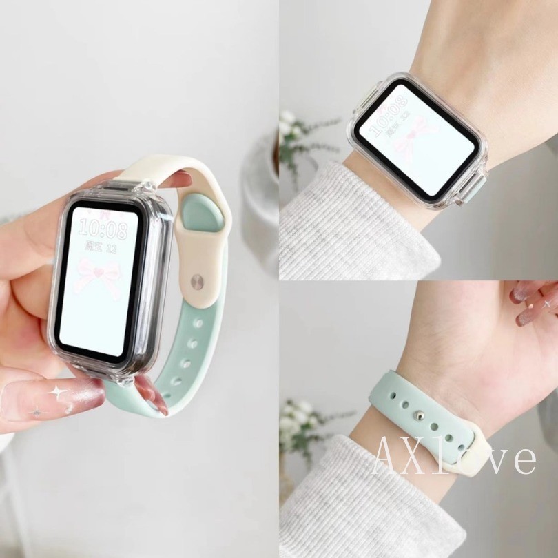 สายรัดนุ่ม + เคสใสสําหรับ Xiaomi Mi Band 8 7 Pro Band เคสป้องกันสายรัดข้อมือซิลิโคนสร้อยข้อมือสําหรับ Miband 8Pro 7Pro