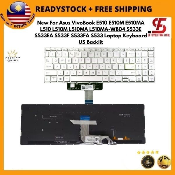 ใหม่สําหรับ Asus VivoBook E510 E510M E510MA L510 L510M L510MA S533E S533EA S533F S533FA S533 แป้นพิม
