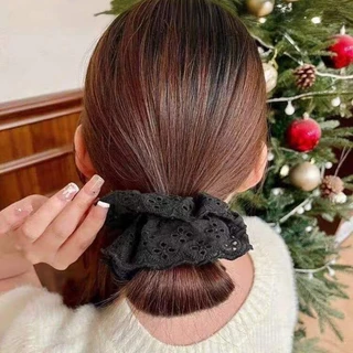 Lace Cutout High Stretch Scrunchie ผู้หญิงลูกไม้ยางรัดผมเครื่องประดับผม