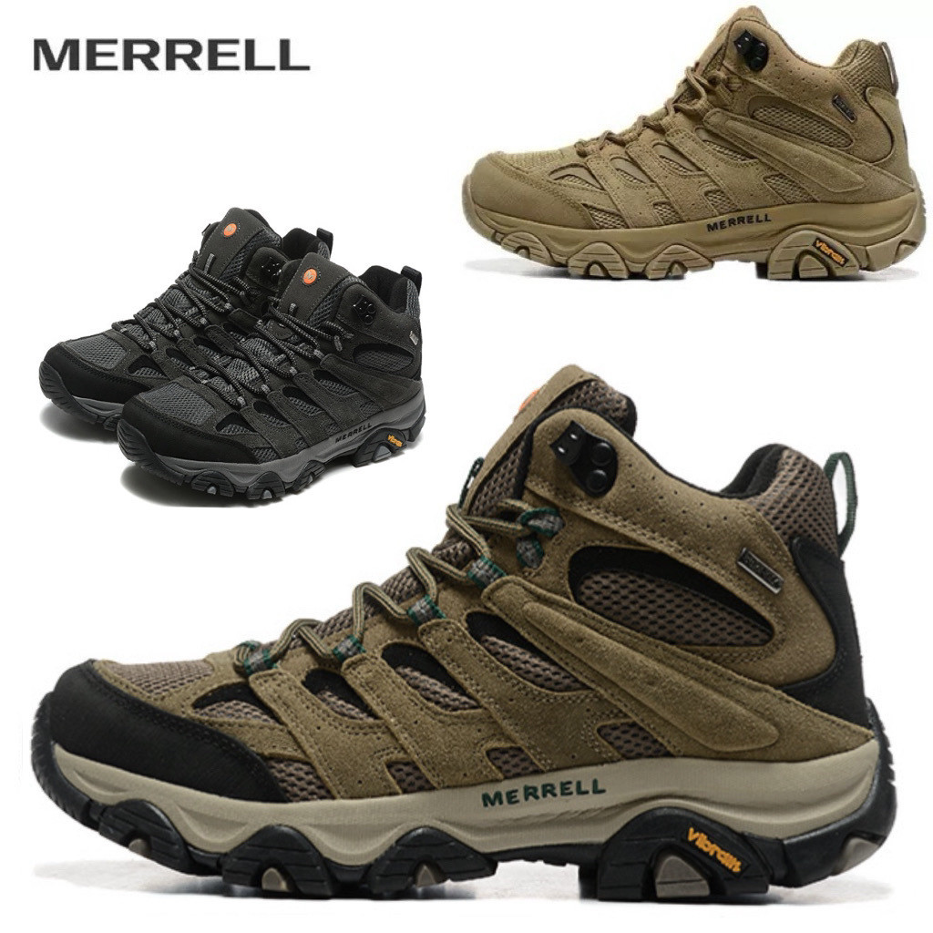 Merrell moab3รองเท้าเดินป่ากลางแจ้งสำหรับฤดูใบไม้ร่วงและฤดูหนาวรองเท้าผู้ชายกันน้ำกันลื่นรองเท้าเดินป่าแบบออฟโรด