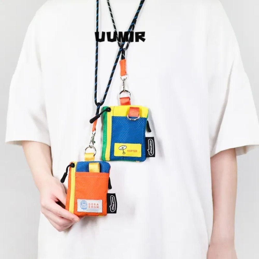 UUMIR กระเป๋าใส่เหรียญสายคล้องคอเชือกเส้นเล็กมินิกระเป๋าเงินเหรียญ,แฟชั่นไนลอนการ์ตูนผู้ถือบัตรเด็ก