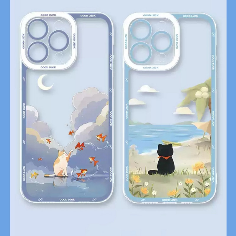 เคส OPPO Reno 14 14F 13 13F 12 12F 11 11F 10 8 Pro 8T 8Z 7 7Z 6 6Z 5 4 2F 4G 5G Reno14 Reno13 Reno12 Reno11 Reno10 Reno8 T Z Reno8T Reno8Z Reno7 Reno7Z Reno6 Reno6Z Reno5 Reno4 Reno2 F Angel Eyes Transparent Protect Camera Cute Sky Cat Fish Soft Case