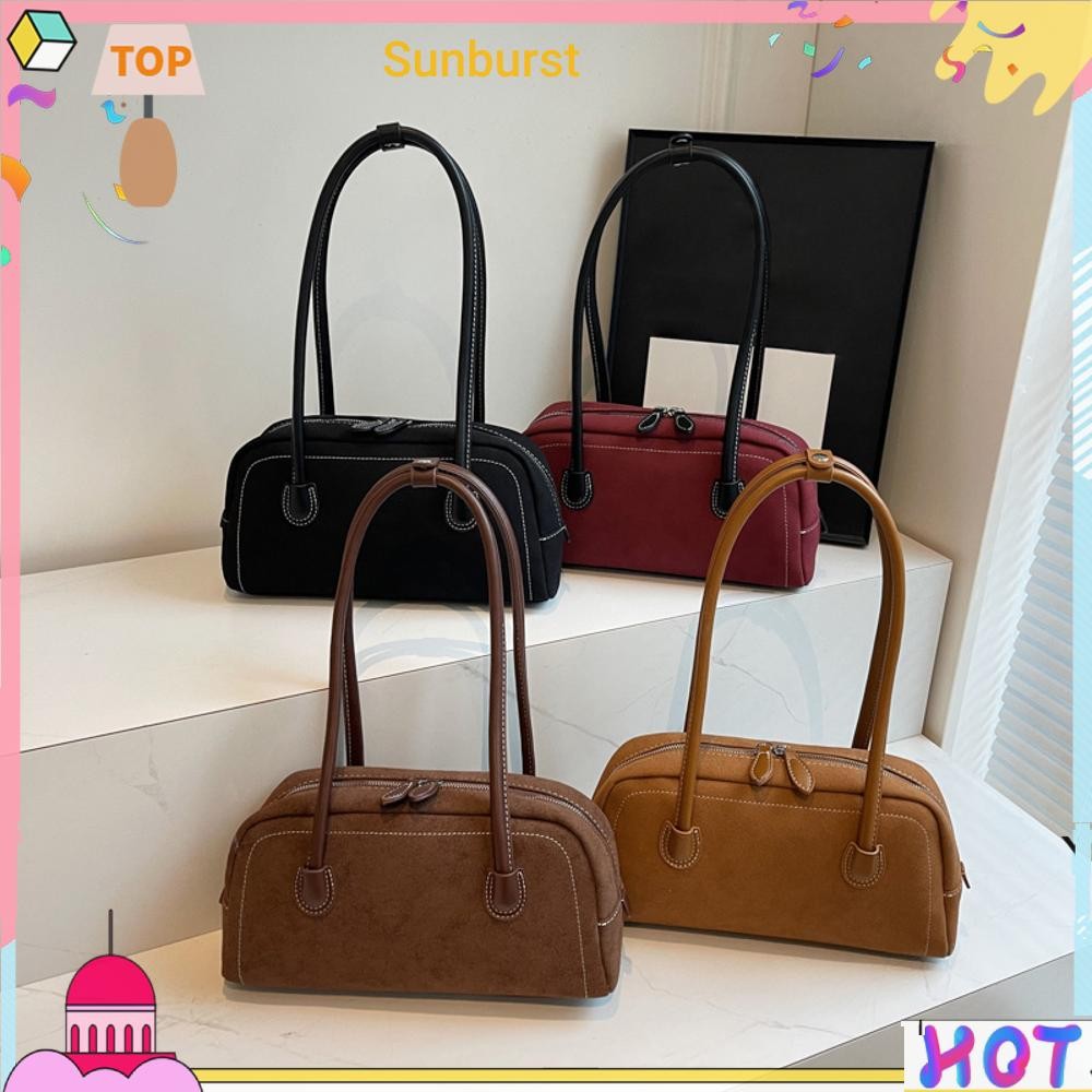 กระเป๋าสะพายสําหรับผู้หญิง Multi Pocket Underarm Bag กระเป๋าถือหนังนิ่ม Faux สําหรับทํางาน [Sunburst11.th]