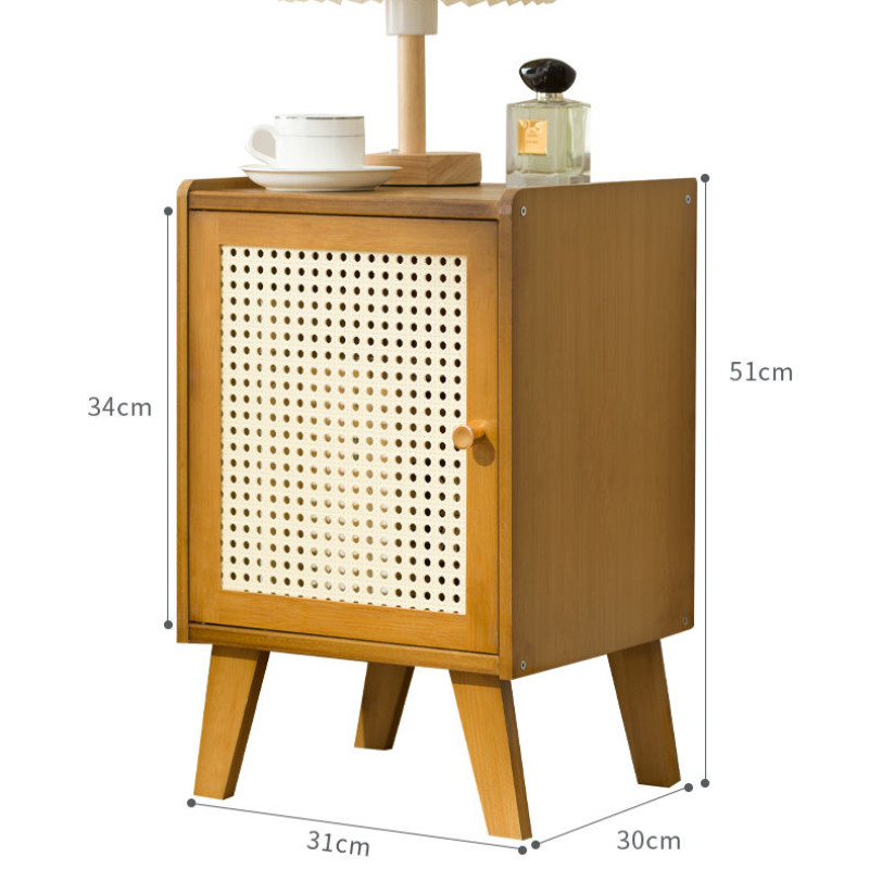 🌟 โต๊ะข้างเตียง 🌟 กล่องเก็บของห้องนอนแบบเรียบง่ายไม้เนื้อแข็ง  ชั้นวางของไม้ ตู้เก็บของ ตู้มินิ ตู้เก็บของหวาย