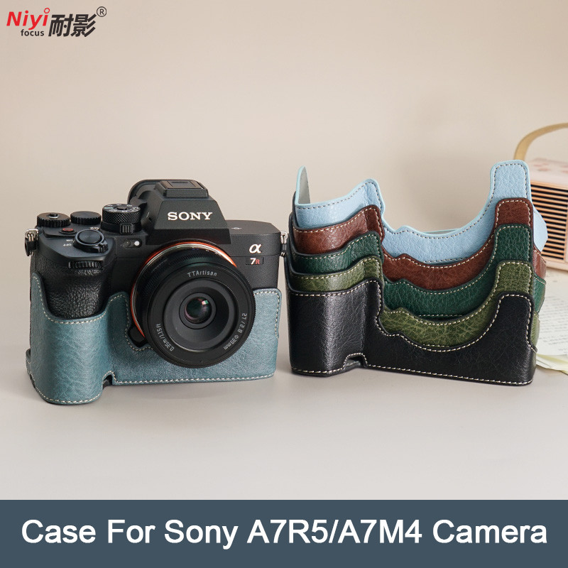 Sony A7CR A7C2 หนัง PU กล้องฐานกระเป๋าสําหรับ Sony A7R5 A7M4 Sony A7 Mark 4 IV A7R Mark V 5 ครึ่งปลอกกระเป๋า 1/4 สกรู