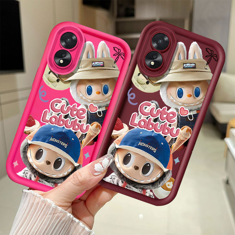 น่ารัก LABUBU คนรักสําหรับ OPPO A16K A16E A36 A76 A58 A74 A95 A83 F11 Pro F5 F7 F9 Reno 2f 2z 5 8 8t monsters หมวกฤดูใบไม้ร่วงเคสโทรศัพท์