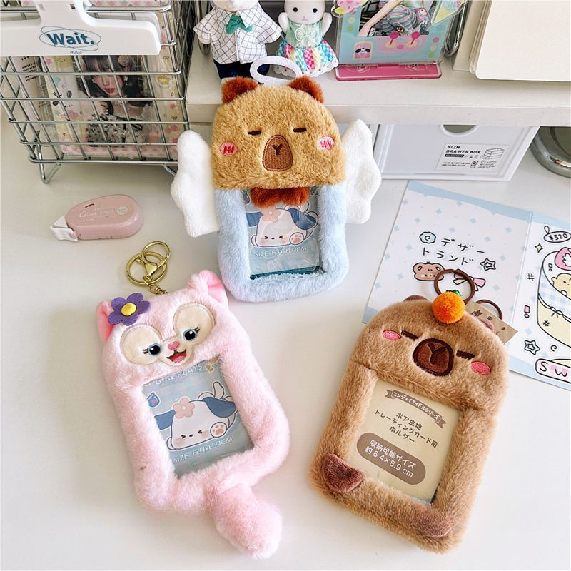 ตุ๊กตา คาปิบาระ 3 นิ้ว ที่ใส่บัตร พวงกุญแจ ปกบัตรรถบัส ป้องกันภาพ พร้อมจี้