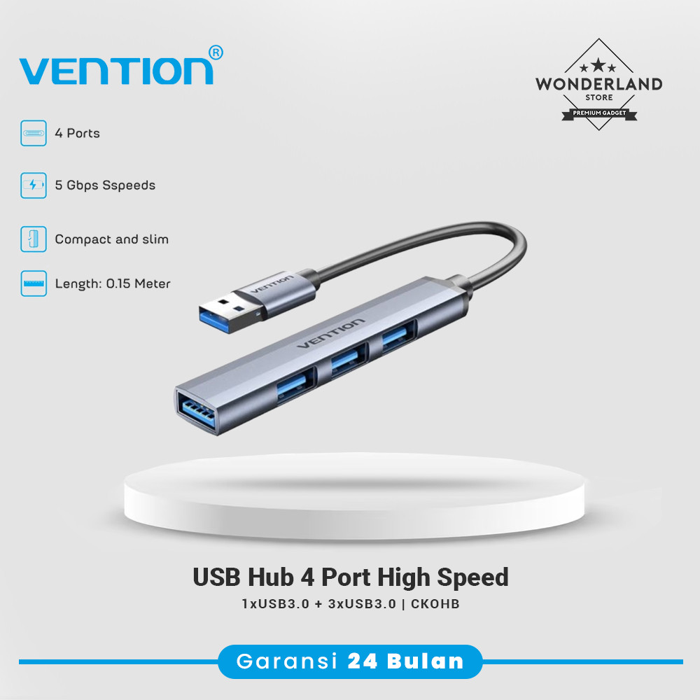 Vention USB HUB 4 พอร์ต USB3.0x1 USB2.0x3 อลูมิเนียมความเร็วสูง Ultra Slim CKO - Wonderland Store Ma