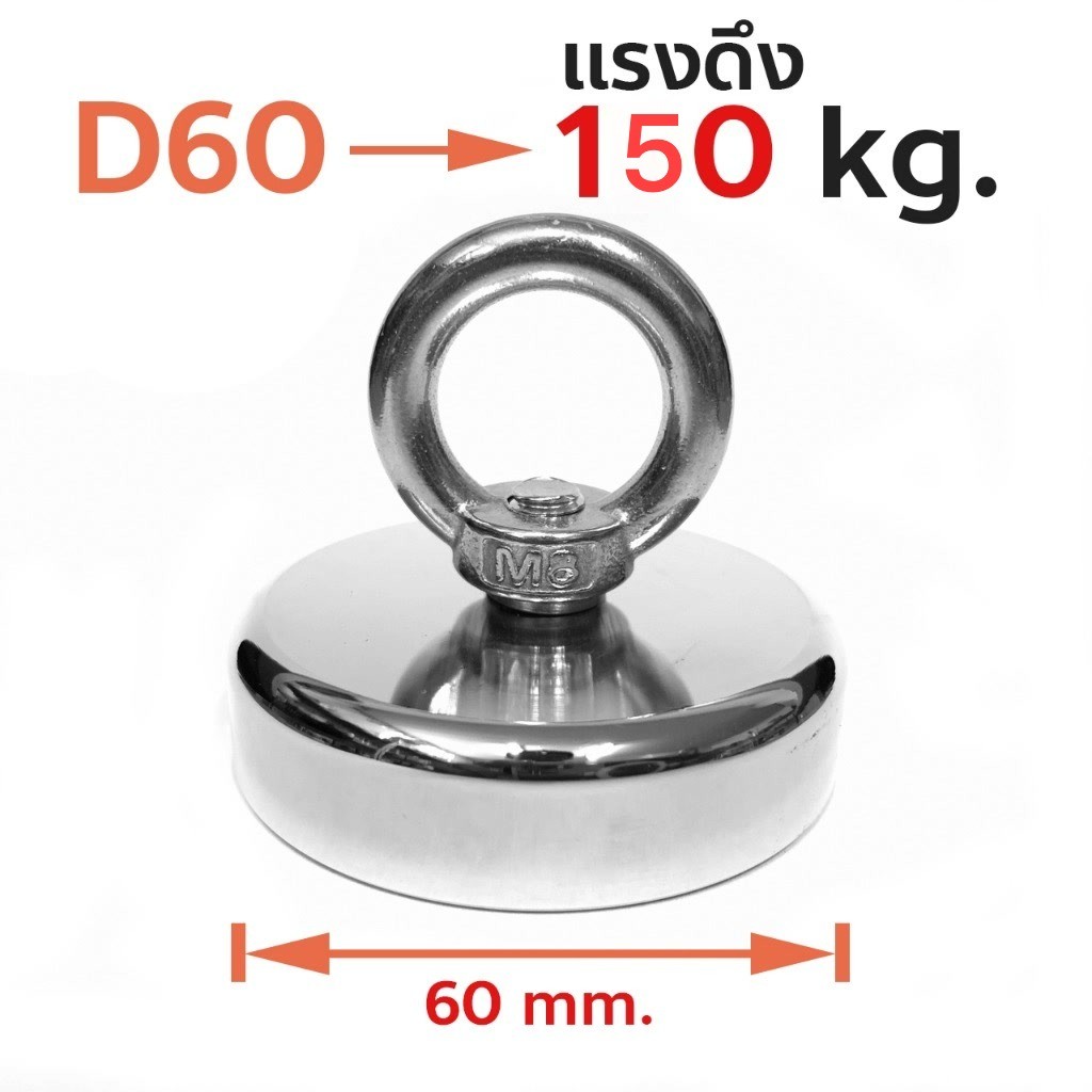 150kg แม่เหล็กแรงดูดสูง Neodymium Recovery Fishing magnet สินค้าพร้อมส่ง แม่เหล็กเก็บของ