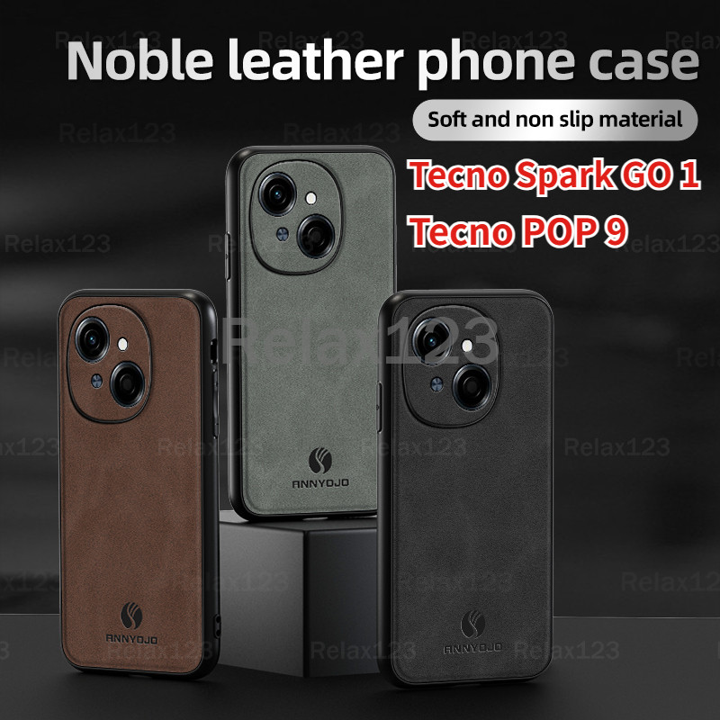สําหรับ Tecno Spark GO 1 4G SparkGO1 4G TecnoSpark GO 1 4G TecnoSparkGo 1 4G POP9 Tecno POP 9 ปลอก 2024 Matte ธรรมดาหนังเคสโทรศัพท์ในตัวโลหะรถผู้ถือปกหลัง