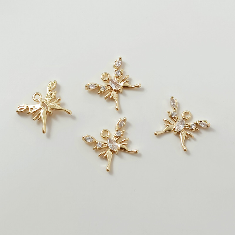 จี้ 14K สี Retention ทองคําขาวฝังเพทายผีเสื้อ diy สร้อยข้อมือสร้อยคอ - รูปที่ 6