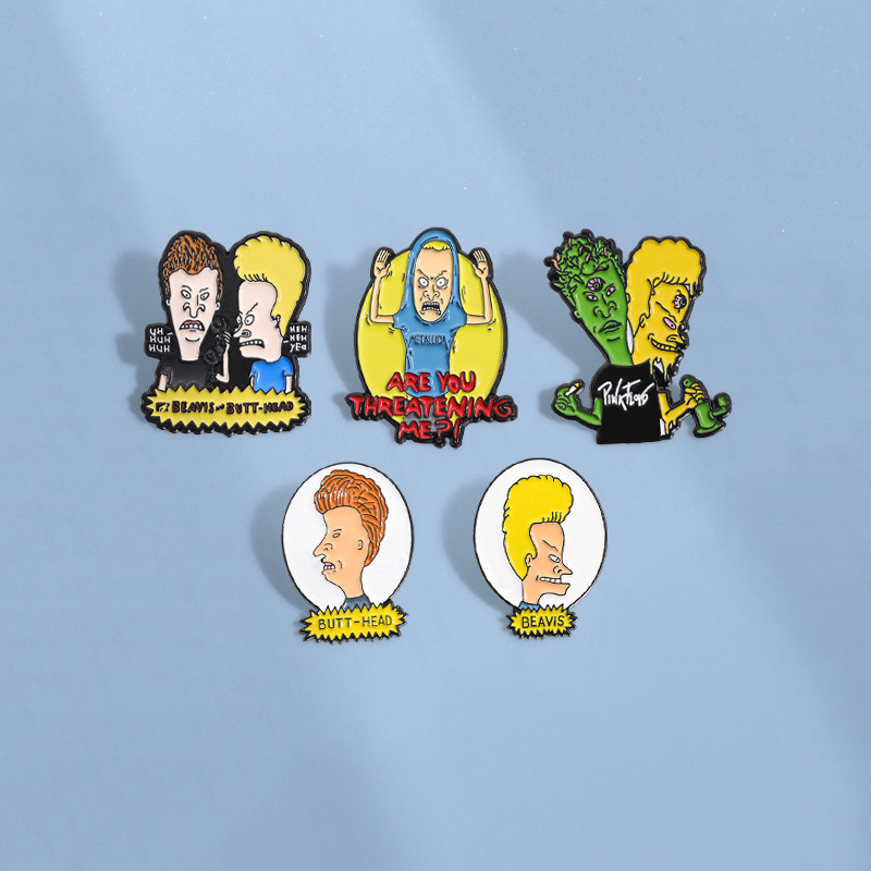 Beavis และ Butt-head เข็มกลัดการ์ตูนตลก TV ตัวอักษร Pin Lapel Badges โลหะ Pins เครื่องประดับของขวัญสําหรับเพื่อน