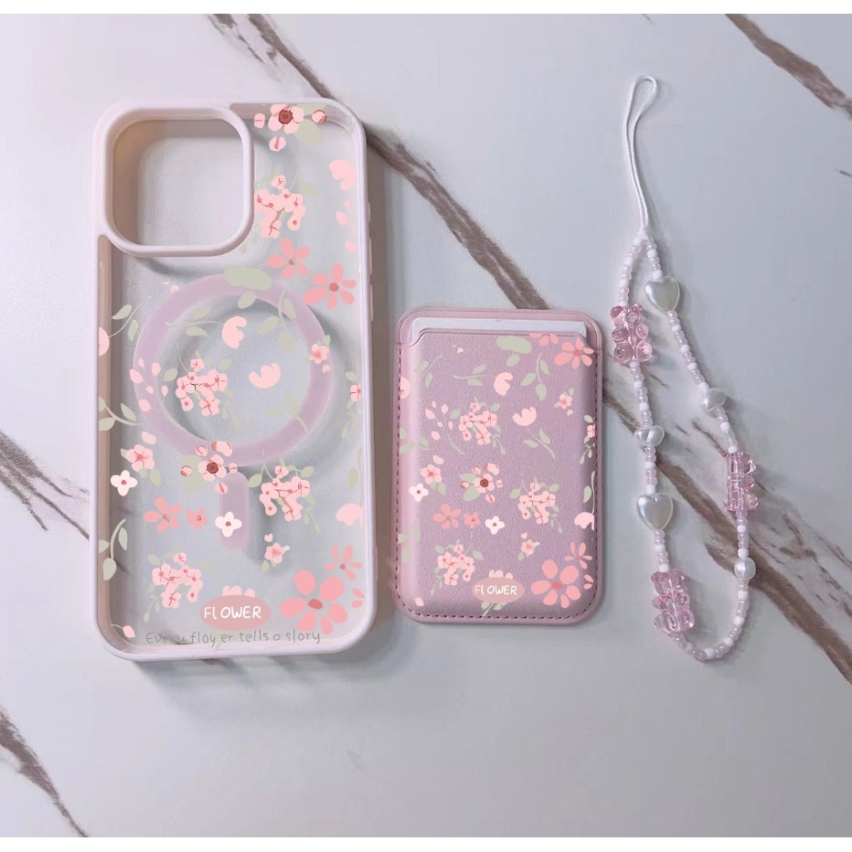3pcs สีชมพู Sakura รูปแบบปลอกเหมาะสําหรับ Iphone 11promax 16pro 16promax X XR XSMAX 12 13 14 15 pro max ผู้หญิงปลอกปกหลัง 14promax 15plus