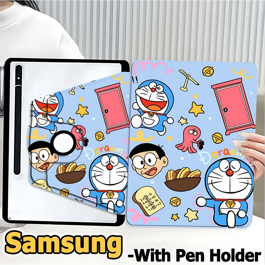 เคสฝาพับ ซัมซุง Tab case For Samsung Galaxy Tab S7 S8 S9 S6 lite S10+ S7FE S9FE S9FE+ A8 A9 A9+ Galaxy Tab S8+ S9+ S7+ A7 lite เคสหมุนได้360 Case Samsung Doraemon เคส Galaxy